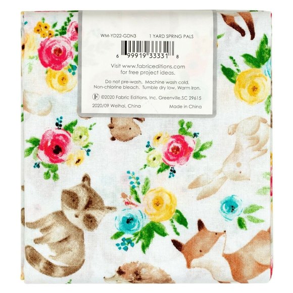 Create It Spring Pals Sewing Fabric Hedgehog Rabbit Fox 36 X 42-in Precut Cotton - Picture 3 of 4